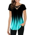 thumbnail image 2 of MITCOWBOY Hauts pour Femmes, Mode Féminine Sexy Manches Courtes Imprimés Colorés T-Shirt Blouse, Chemises pour Femmes, Chemises Roses pour Femmes, Vert 2TG (Liquidation), 2 of 9
