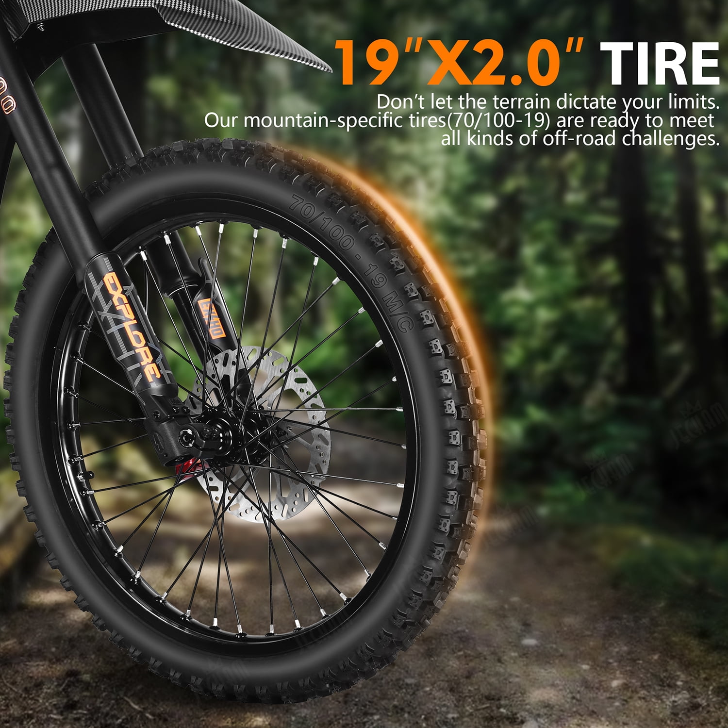 QF200Pro Electric Dirt Bike 3000W Peak Motor,60V 32Ah Battery,45+ MPH,Adult Off-Road eBike with Dual Suspension,Hydraulic Brakes,19" Tires