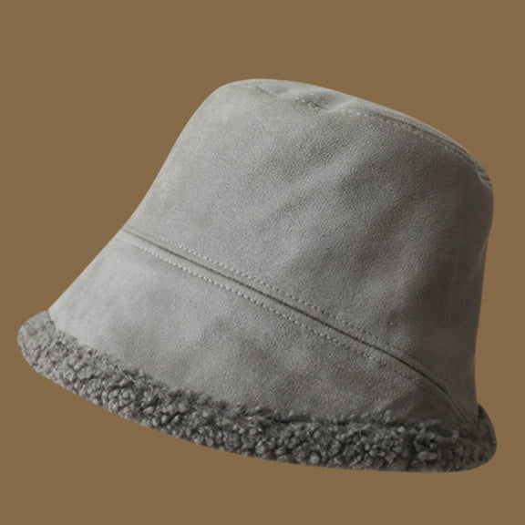 Reversible Suede Bucket Hat For Women Fall Winter Thick Lamb Warm Fisherman Hat Versatile Bucket Hat Children Black Children's Bucket Hat Hat Men Drill Hat Hat Ladies Summer Outdoor Sun Hat Ladies