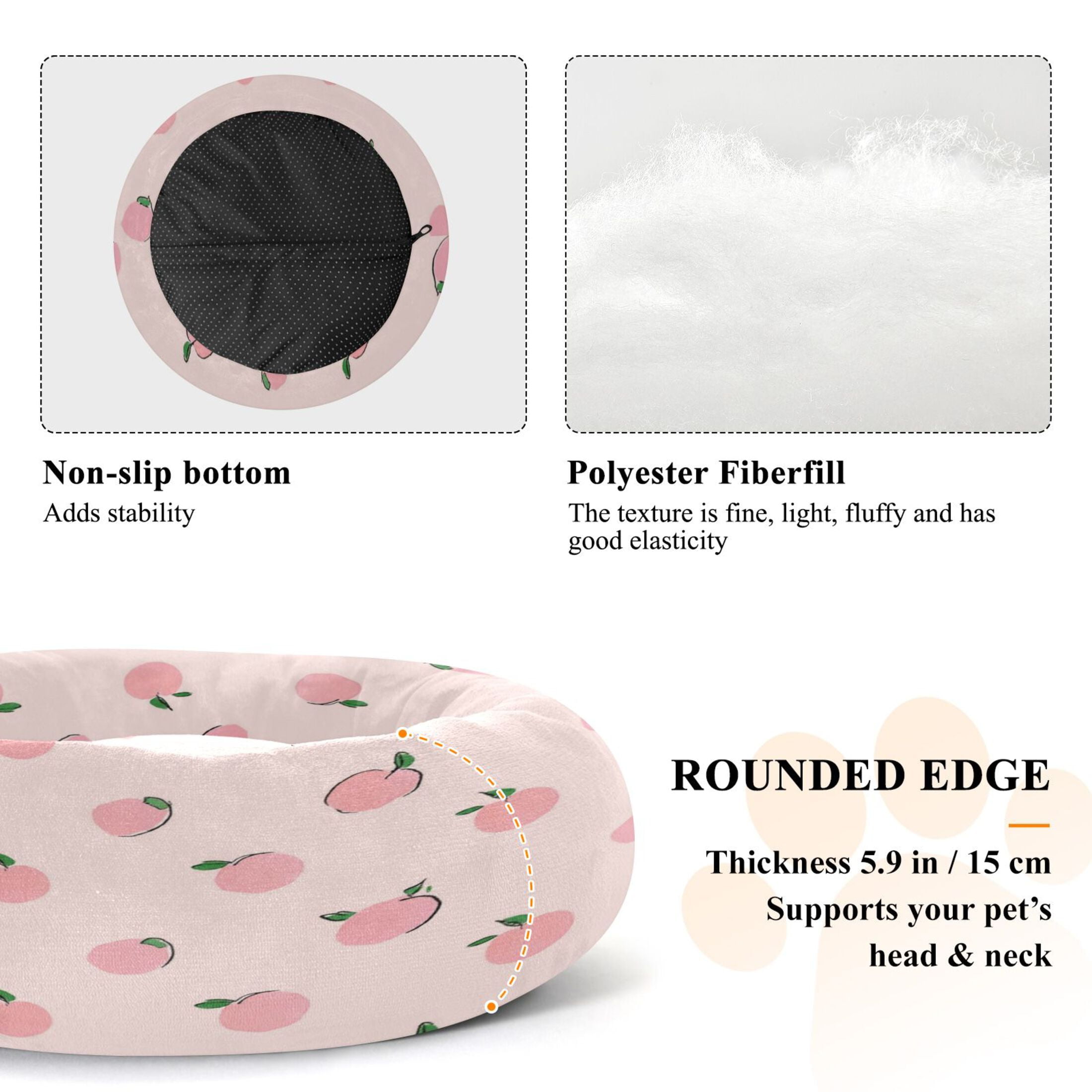Iauyy Pet Couch Donut Cat Bed for Indoor Cats/Small Dogs Washable & Machine with Non-slip Bottom Calming Cat Furniture, Delicate Peaches (M)