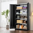thumbnail image 2 of INTERGREAT Black Metal Storage Cabinet Doors, 72" Locking Steel Storage Cabinet with Shelves, Tall Metal Cabinet Lockable Steel Cabinets for Home Office, Garage, 2 of 10