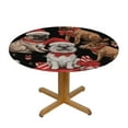 thumbnail image 3 of HAOXIT Christmas Pug Dog Table Cloth Waterproof Round Tablecloth Washable Table Cover for Kitchen Outdoor Party Wedding 54-58, 3 of 8