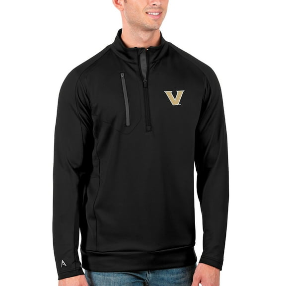 Men's Antigua Black Vanderbilt Commodores Generation Quarter-Zip Pullover Top