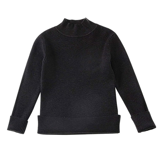 Fall Shirts for Kids, Fall and Winter New Childrens Solid Color Versatile Knit Sweater Half-High Neck Pullover Wool Bottoming Shirt