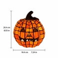 thumbnail image 2 of Halloween USB Powered Stained Glass Pumpkin Jack-O'-Lantern, Vintage Resin Carved  Accent Light, Spooky Fall Home Decor & Tabletop Ornament for Party or Gifts (C), 2 of 6