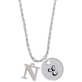 thumbnail image 1 of Delight Jewelry Silvertone Large Initial - N - Silvertone Script Initial Disc - E - Charm Necklace, 20"+3", 1 of 4
