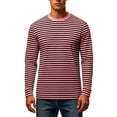 thumbnail image 4 of Afdoent Mens Long Sleeve T-Shirt Striped Crew Neck T Shirt Casual Comfortable Daily Fashion Tee Tops Vacation Tops, 4 of 4