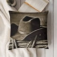 thumbnail image 3 of YINGXI Throw , Themed Hat and Old Ranching on Wooden Display Style, Decorative Square Accent Case, 18x18in, 3 of 5