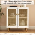 thumbnail image 5 of Boho Sideboard Buffet Cabinet with Metal Grid Decorated, Accent Storage Credenza Cabinet for Hallway, Kitchen, White, 5 of 6