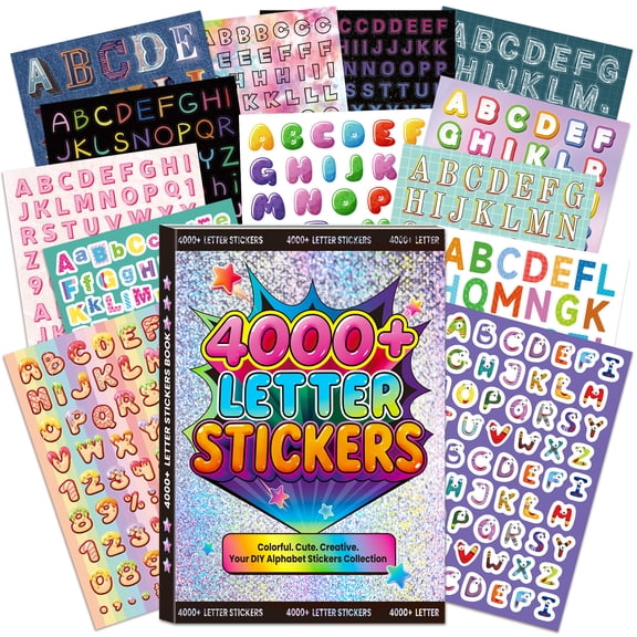 Neasyth 4000  Pcs Alphabet Sticker Book for Journaling, Fun & Colorful Craft Letter Stickers for Junk Journal Scrapbooking