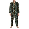 thumbnail image 3 of Yiaed Lilies Flowers Print Men’s Pajamas Set - Long Sleeve Button Down Sleep Shirt and Pajama Bottoms Sleepwear Set Mens Pjs Sets Men's Pajama Bottoms-Medium, 3 of 7