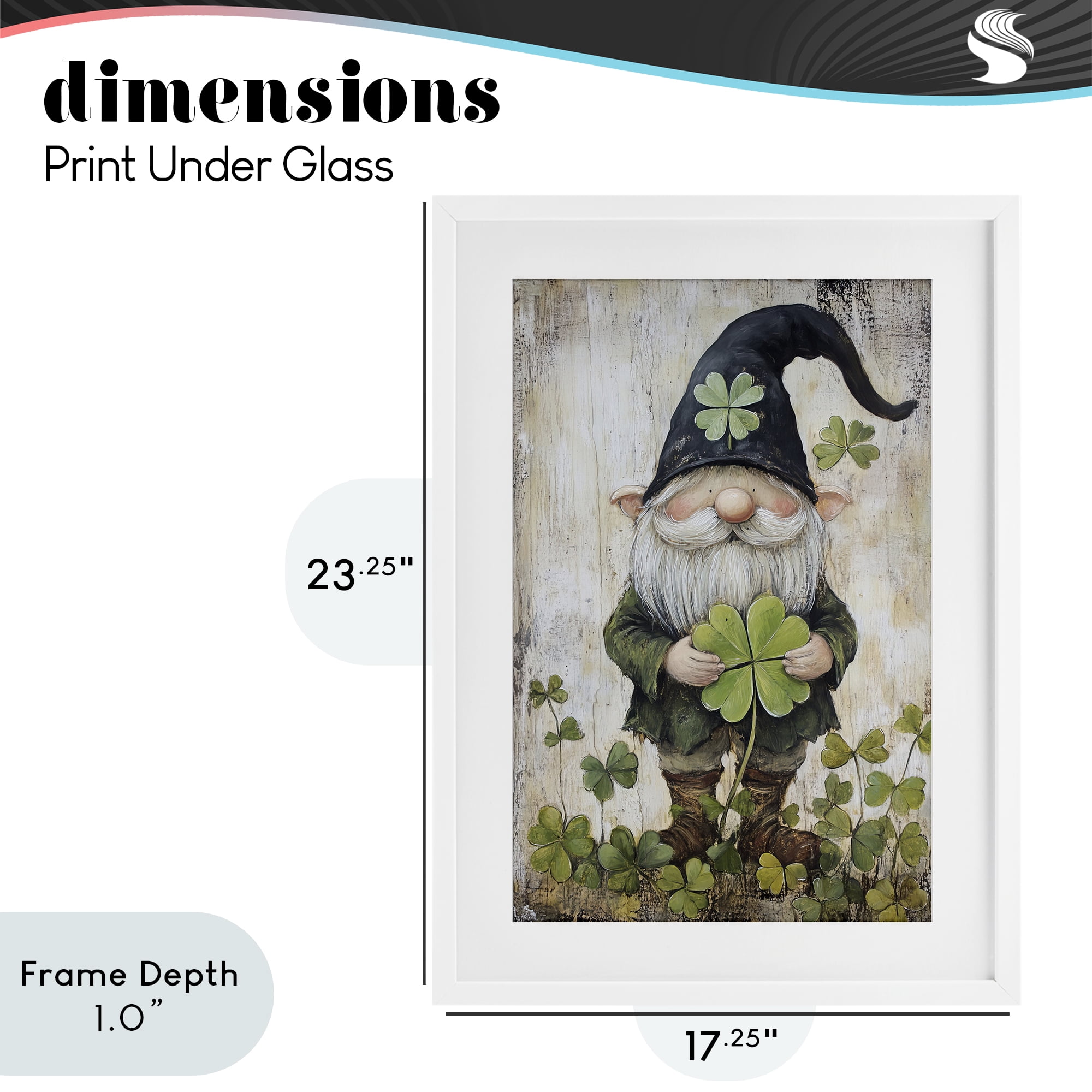 Stupell Industries Cottage Shamrock Gnome White Framed Print Under Glass, design by Tina LeCour