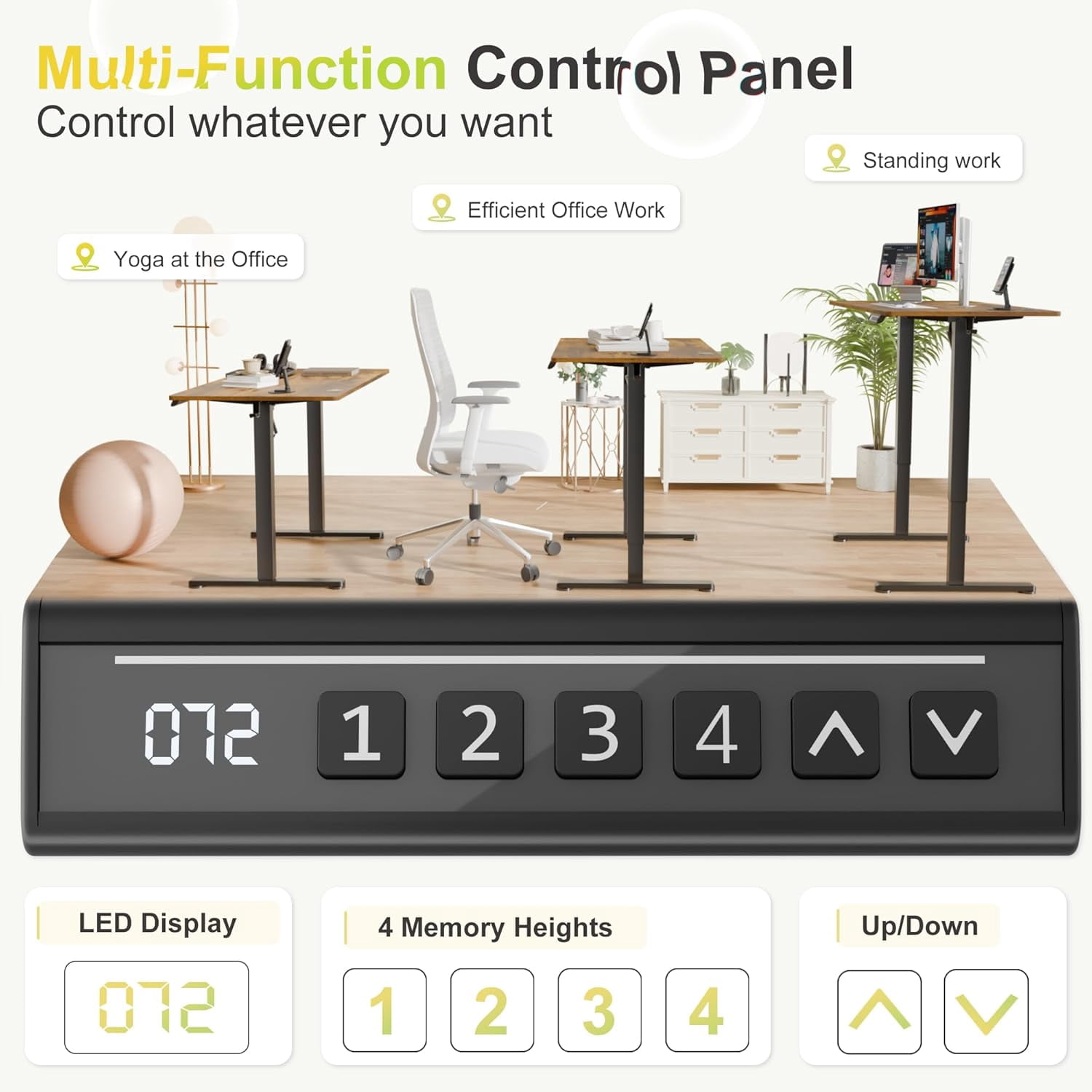 JessieMal Electric Standing Desk, 40 x 24 Inches Sit Stand up Desk, Sit Stand Height Adjustable Home Office Desk with 4 Height Position Memory - with Splice Board (Rustic Brown, 40)