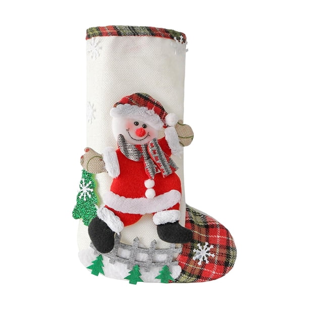 Medias navideñas, decoración de árbol, bolsa de regalo, bolsa de dulces de fiesta para hombres, hogar, Muñeco de nieve