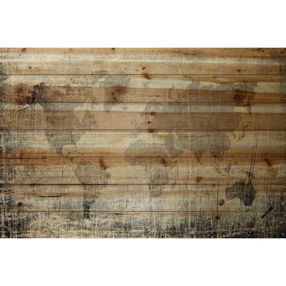Parvez Michel Inc Parvez Taj - Latitude Print on Natural Pine Wood