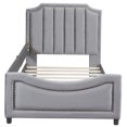 thumbnail image 3 of Classic Stripe Upholstered Twin Daybed with Scalloped Headboard in Gray, 3 of 10