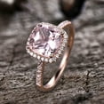 thumbnail image 5 of 10mm 4.75 Carat Caushion Cut Pink Morganite Odessa Diamond Moissanite 10k Rose Gold Halo Engagement Ring, 5 of 6