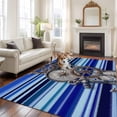 thumbnail image 2 of Large Area Rugs for Living Room Bedroom, Vintage Anchor Nautical 6'x9' Rug Washable Carpet Runner Indoor Outdoor, Coastal Blue Striped Non Slip Floor Mats Rug for Kitchen, Playroom, 2 of 8