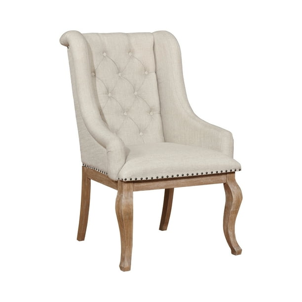 Brockway Cove Tufted Arm Chairs Cream And Barley Brown Set Of 2 Com Brockway Cove Tufted Arm Chairs Cream, Tufted Arm Chairs