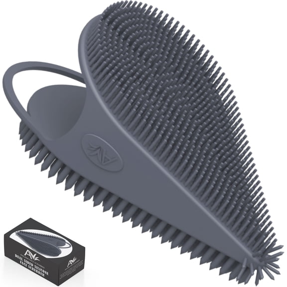 Avilana Silicone Face Scrubber- Dual Sided Manual Facial Cleansing Brush -Face Scrubber and Exfoliator- Deep Cleansing for All Skin Type (Face-Gray)