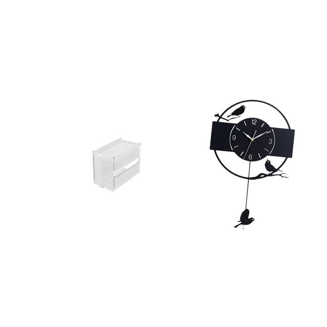Dispensador de papel higiénico de pared acrílico y reloj decorativo minimalista para almacenamiento y organización en baños y salas de estar modernas