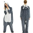 thumbnail image 5 of Fjofpr Pajamas Jumpsuits for Women Plus Size Fleece Fluffy Sleepwear Zip up Hooded Plush Rompers Cute Wolf One Piece Fashion Pajamas Hooded Long-sleeved Pajamas Home Clothing Pajamas Navy M, 5 of 6