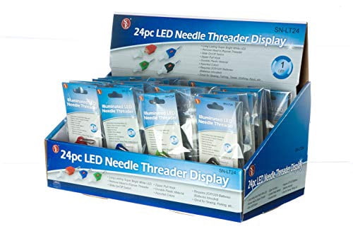 SE Assorted Color Illuminated Needle Threaders with White LEDs (24-Pack) - SN-LT24