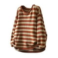 thumbnail image 2 of Abomasnow Oversized Sweaters for Women Vintage Long Sleeve Crewneck Stripe Print Knit Sweaters Fall Winter Warm Pullover Sweater Tops, 2 of 5