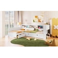 thumbnail image 6 of Newest Wood Twin Size L-shaped Platform Bed with Trundle , a Drawer, White, 6 of 9