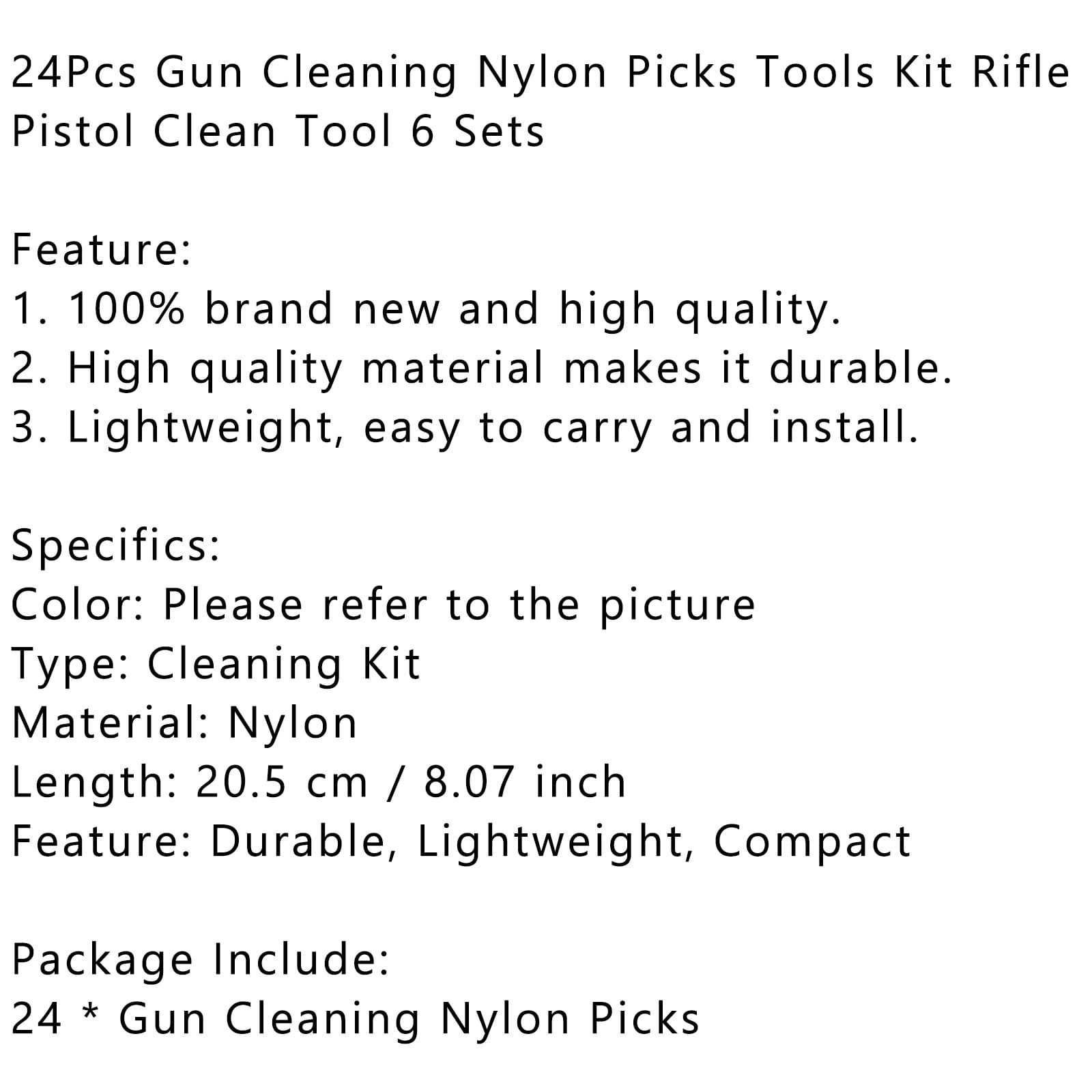 24Pcs Gun Cleaning Nylon Picks Tools Kit Rifle Pistol Clean Tool 6 Sets T5 