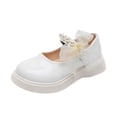 thumbnail image 5 of Viluyesy Girls Patent Leather Shoes Girls Flats Pearl Bow Princess Flats, Non Slip Soft Sole Performance Shoes Beige Size 10.5 Little Kid, 5 of 8
