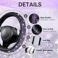 thumbnail image 2 of CAR PASS 11 PCS Bling Car Accessories, Sparkly Rhinestone Diamond Steering Wheel Cover, Bling Seat Belt Cushion, Glitter Shift Knob Cover, Car Cup Holder Coaster, Cute Interior Sets Purple, 2 of 3