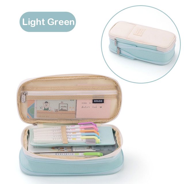 Estuche de lápices de gran capacidad de doble capa, bolsa de papelería convertible INS wind macaron, suministros escolares, papelería Gao Jiahui unisex