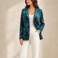 thumbnail image 5 of Abomasnow Womens Blazer Jackets Casual Long Sleeve Notch Lapel Suit Jackets Graphic Print Business Work Office Suit, 5 of 6