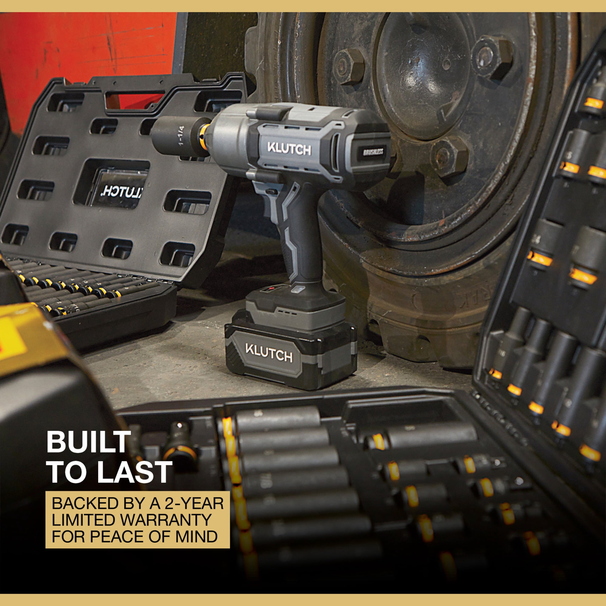 Klutch 1/2in. High-Torque Impact Wrench, KLiQ 20V, 1000 Ft./Lbs. Breakaway Torque, Brushless, Cordless, Bare Tool