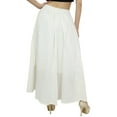 thumbnail image 3 of Bimba Women's White Bohemian Style Elastic Waist Cotton Skirt With Tassels-2XL, 3 of 5