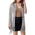 thumbnail image 2 of Chales y chales brillantes para mujer, chal plateado, bufanda Olaof metálica para novia, dama de honor, boda, fiesta de noche, baile Formal, 2 of 5
