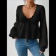 thumbnail image 5 of Suéter Adelgazante de Larga para Mujer, Informal, con Cuello en V, de Punto Negro L, 5 of 10