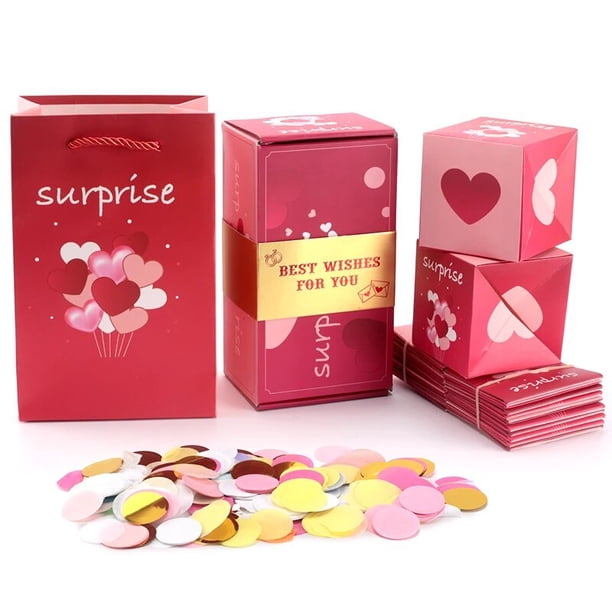 Caja de regalo sorpresa de explosión para dinero, caja de rebote con confeti, creación de regalo, caja de papel plegable, Navidad, cumpleaños y San Valentín, 12 piezas