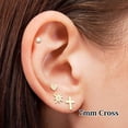 thumbnail image 6 of 14k Solid Gold Small Polished Tiny Flat Plain Mini Cross Stud Earrings 5mm, Yellow Gold, 6 of 12