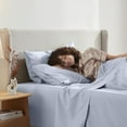 thumbnail image 5 of Clara Clark Queen Sheets Set, Hotel Luxury 4 Piece Deep Pocket Sheets, Ultra Soft Microfiber Bed Sheets Set, Ice Blue, 5 of 8