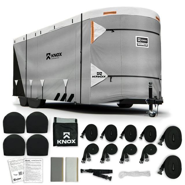 KNOX Horse Trailer Covers With Anti-Tear APEX Fabric, Bumper-Pull Horse Trailer Cover Windproof & Waterproof Protection, Storage Cover, Multi-Year Use, 19 Ft - 21 Ft