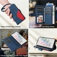 thumbnail image 5 of YEYKX for Samsung Galaxy S23 5G Wallet Phone Case with 9 Card Holder Zipper Pocket, Magnetic Closure Premium Folio PU Leather Flip Case with Wrist Strap for Samsung Galaxy S23 5G,Blue, 5 of 8