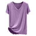 thumbnail image 5 of Diufon Pajama Tops for Women Plus Size Short Sleeve V Neck Loose Sleepwear Casual Soft Breathable Home Blouse, 5 of 6