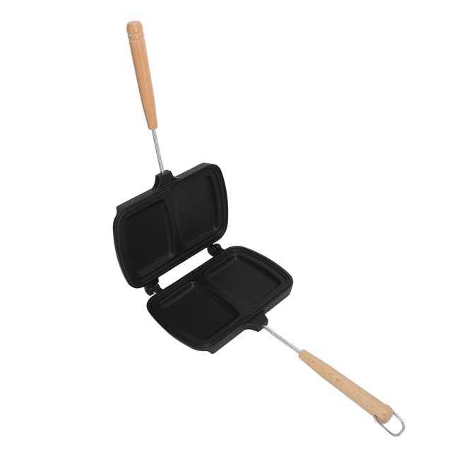 Hot Sandwich Maker, Multifunctional Anti Stick Sandwich Maker Pan with Detachable Wooden Handle for Camping