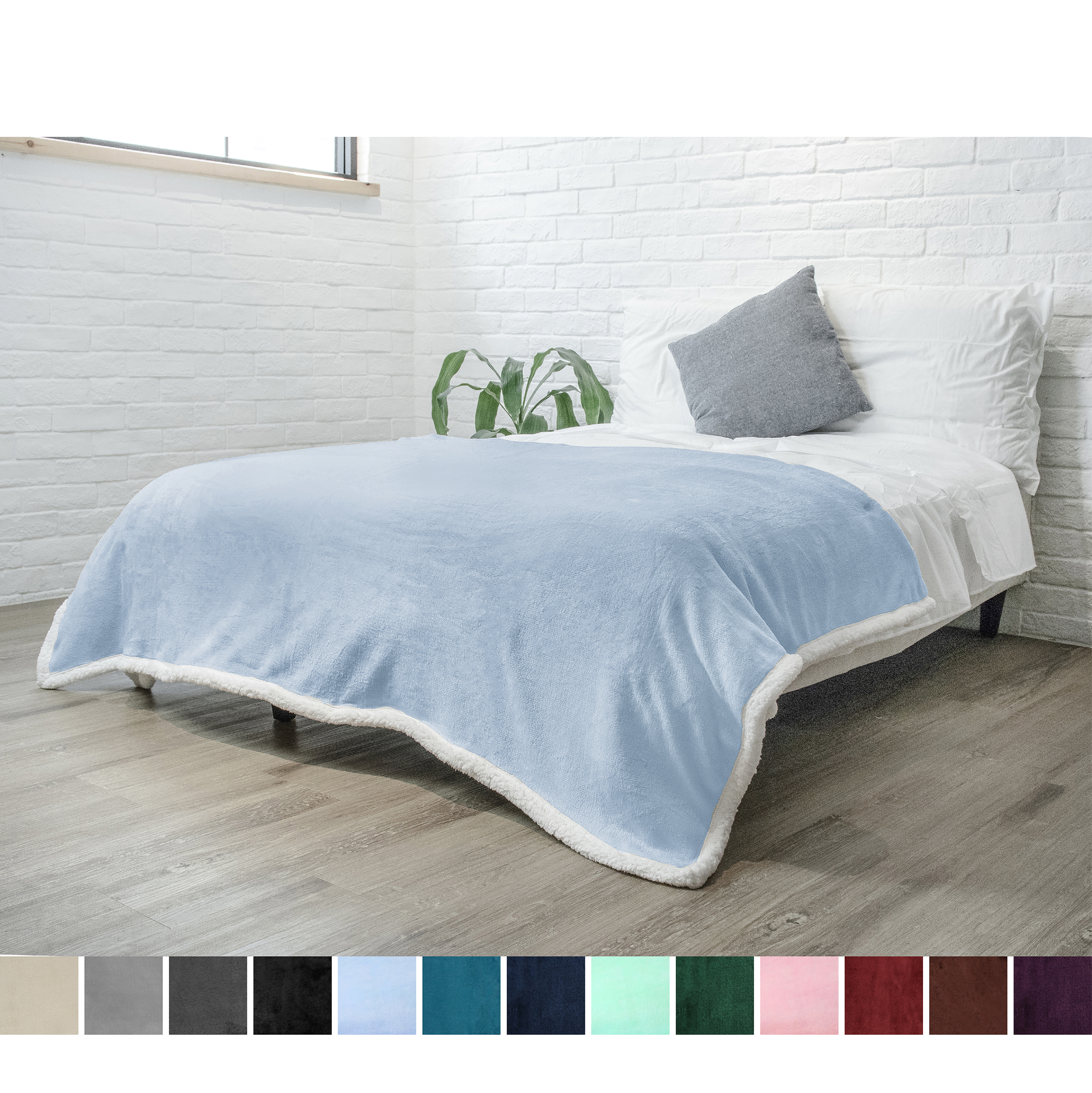 PAVILIA Plush Sherpa Blanket Throw Twin Size Soft, Warm, Fuzzy Light