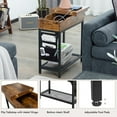 thumbnail image 4 of Yardi Yard Industrial End Table with Charging Station and Flip Top-Rustic Brown, Side Table, Chairside Table Narrow End Table for Bedroom Living Room Kitchen, 4 of 7