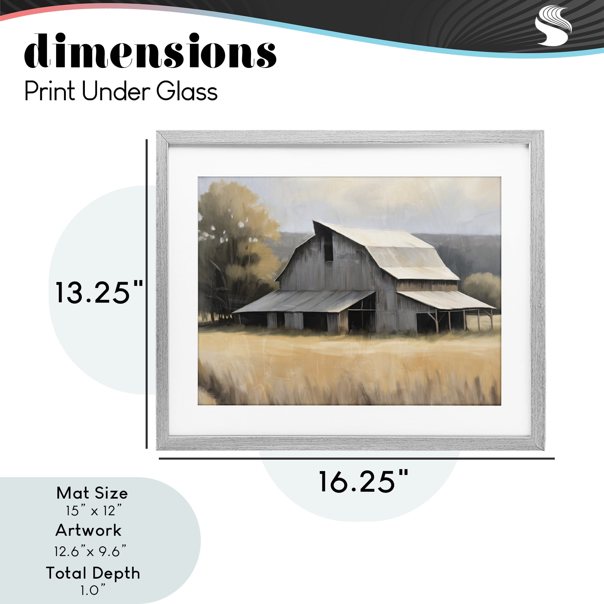 Stupell Industries In The Field Farm Structure Gray Framed Print Under Glass, design by Kim Allen