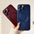 thumbnail image 5 of Magnetic case for iPhone 11 Pro Max Phone Case for Women, Matte Luxury Soft Metallic Luster Design and Camera Lens Protector, Compatible with Magsafe Case for iPhone 11 Pro Max 6.5"-Dark Blue, 5 of 7