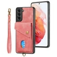 thumbnail image 4 of Nalacover for Samsung S21, Slim Case Wallet with Credit Card Holder, Back Flip Premium Leather Magnetic Clasp Kickstand Wirst Hand Strap Shockproof Cover for Samsung Galaxy S21, Pink, 4 of 7